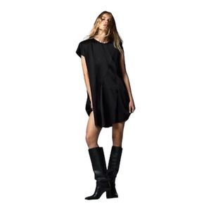 NWT Zara Asymmetrical Satin Effect Dress Black